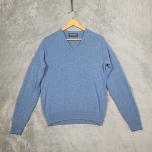 Vintage Puritan Mens Medium Blue Orlon Acrylic V-Neck Pullover Sweater USA Made